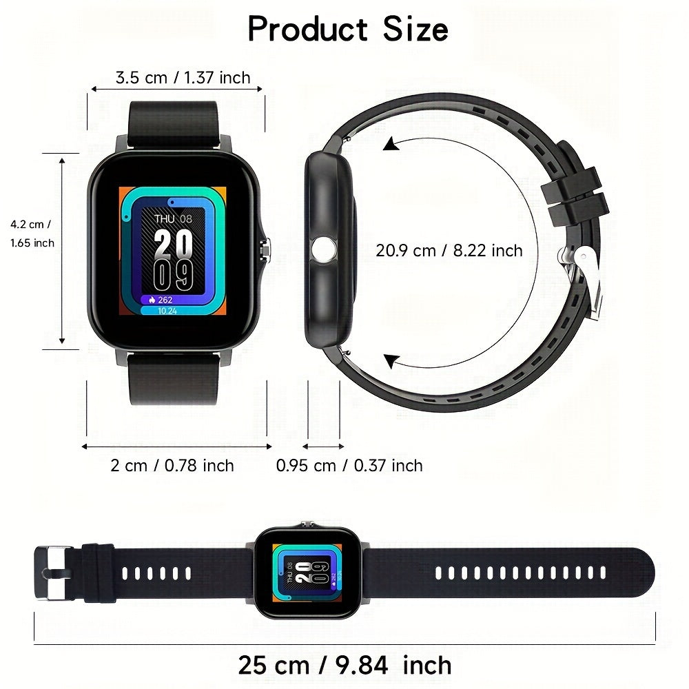 Smart Watch with 3.66cm Full Touch Display, Wireless Calling, Message Push, Multiple Sports Modes, Sedentary Reminder, Weather Forecast, USB Charging, 200mAh Lithium Battery, Glitter Accents, Zinc Alloy & Silica Gel Strap, Co
