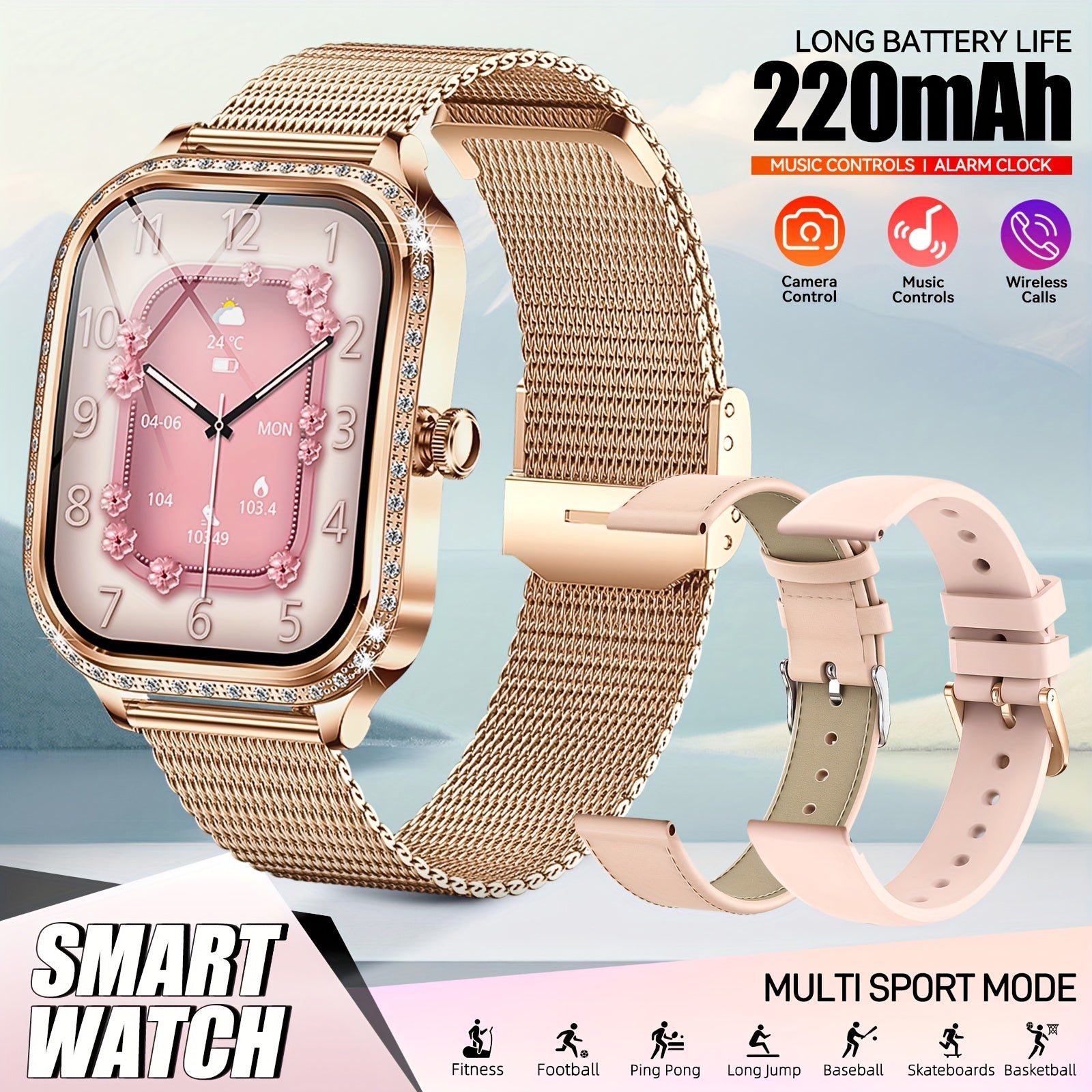 EIGIIS Chic Women's Smartwatch with Wireless Calling, Fitness Tracker & Voice Assistant - for iPhone & for Android, Perfect Gift for Her