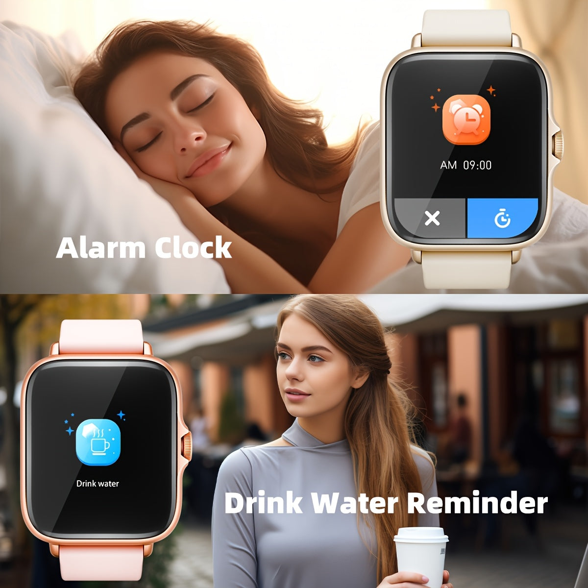Sports Smart Watch, 4.65cm Full Touch Screen Display with Message, Answer Make Call Smartwatch, Sleep Monitoring, Sports Pedometer, Information Alerts, For iPhone Android Phones, Smartbands Fitness Watch For Women Men Friend
