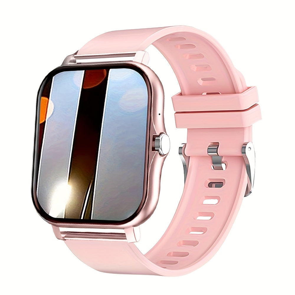 Smart Watch with 3.66cm Full Touch Display, Wireless Calling, Message Push, Multiple Sports Modes, Sedentary Reminder, Weather Forecast, USB Charging, 200mAh Lithium Battery, Glitter Accents, Zinc Alloy & Silica Gel Strap, Co