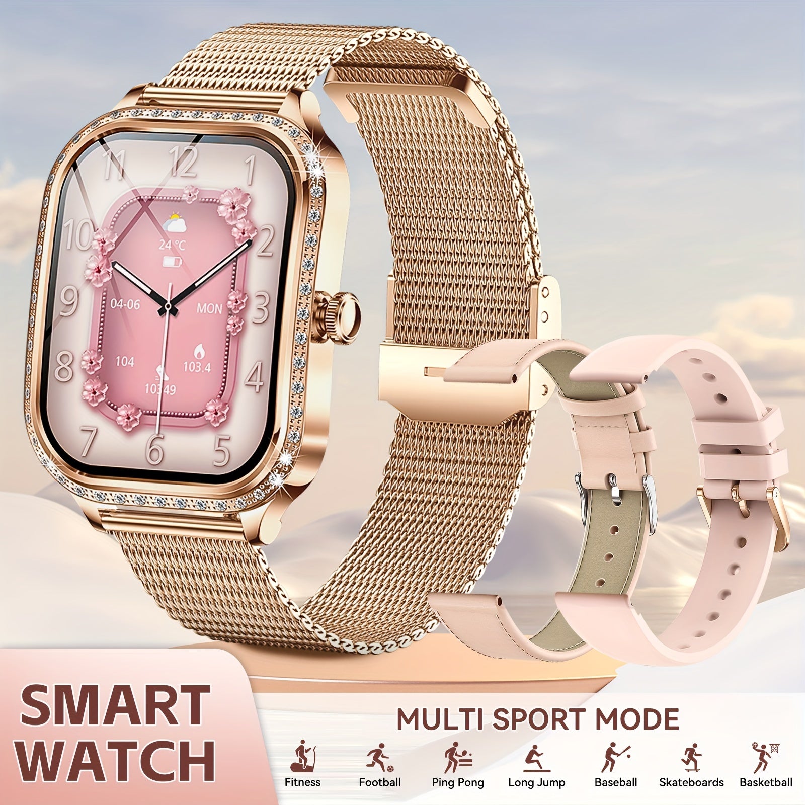 EIGIIS Chic Women's Smartwatch with Wireless Calling, Fitness Tracker & Voice Assistant - for iPhone & for Android, Perfect Gift for Her