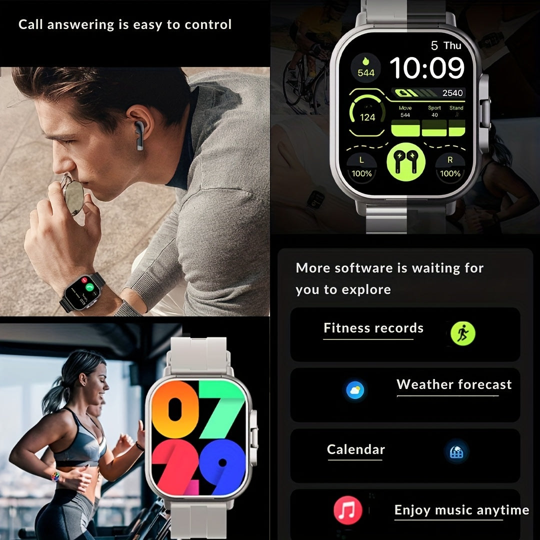 EFFEOKKI 2in 1 Smart Watch with Earbuds Wireless 5.11 cm Display TWS Earphones Headset Make Answer Call Sport Smartwatch for iPhone Android Smartphone