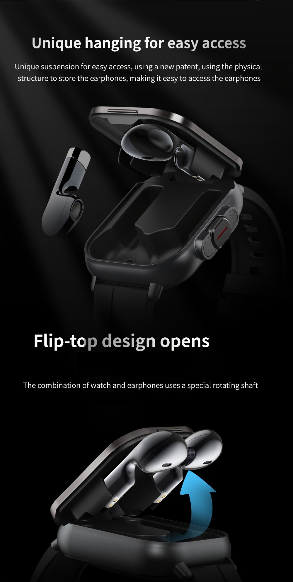 EFFEOKKI 2in 1 Smart Watch with Earbuds Wireless 5.11 cm Display TWS Earphones Headset Make Answer Call Sport Smartwatch for iPhone Android Smartphone