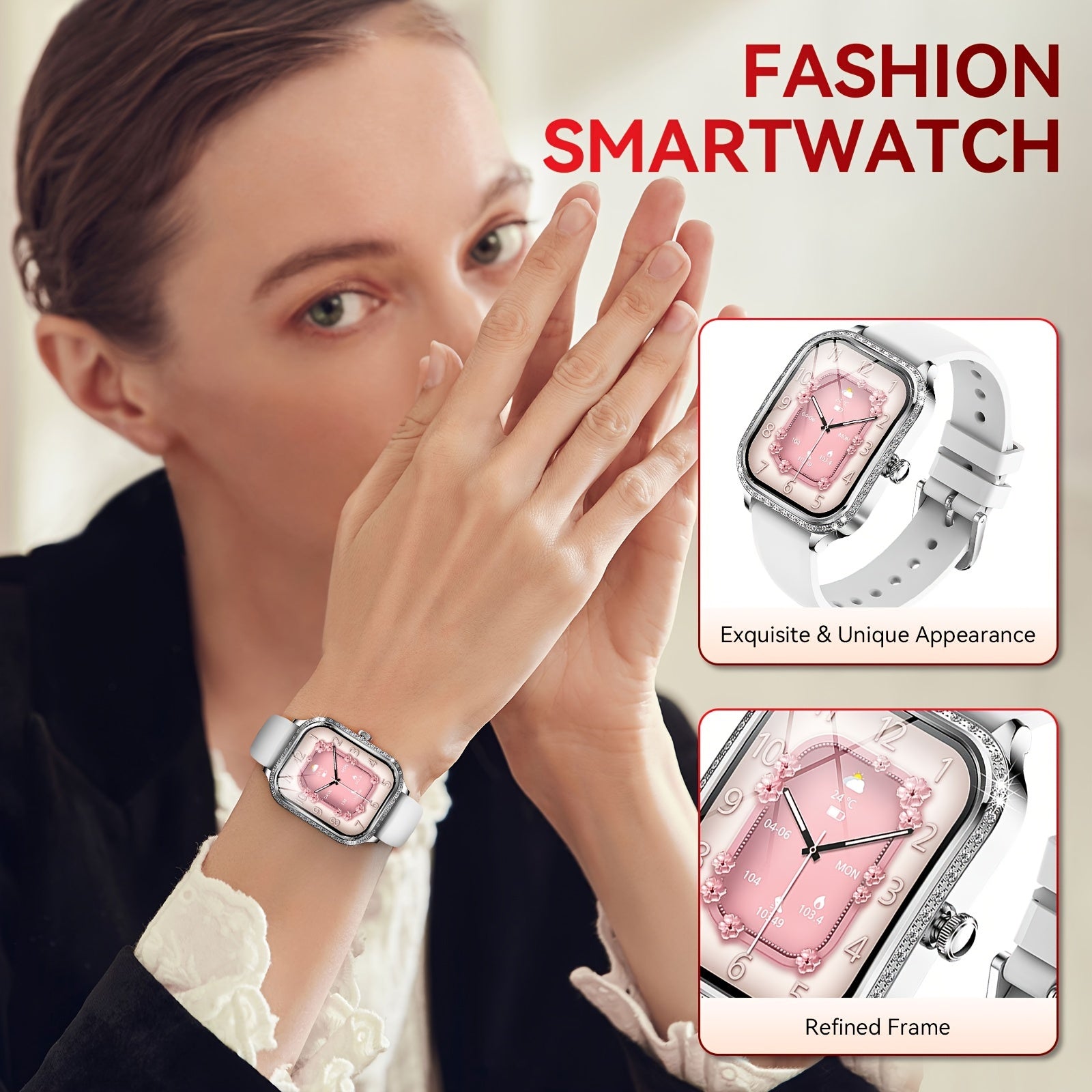 EIGIIS Chic Women's Smartwatch with Wireless Calling, Fitness Tracker & Voice Assistant - for iPhone & for Android, Perfect Gift for Her