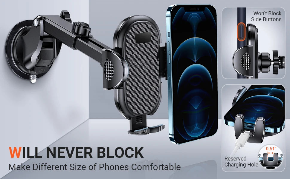 Car Phone Mount Long Arm Suction Cup Sucker Car Phone Holder Stand Mobile Cell Support For iPhone Huawei Xiaomi Redmi Samsung