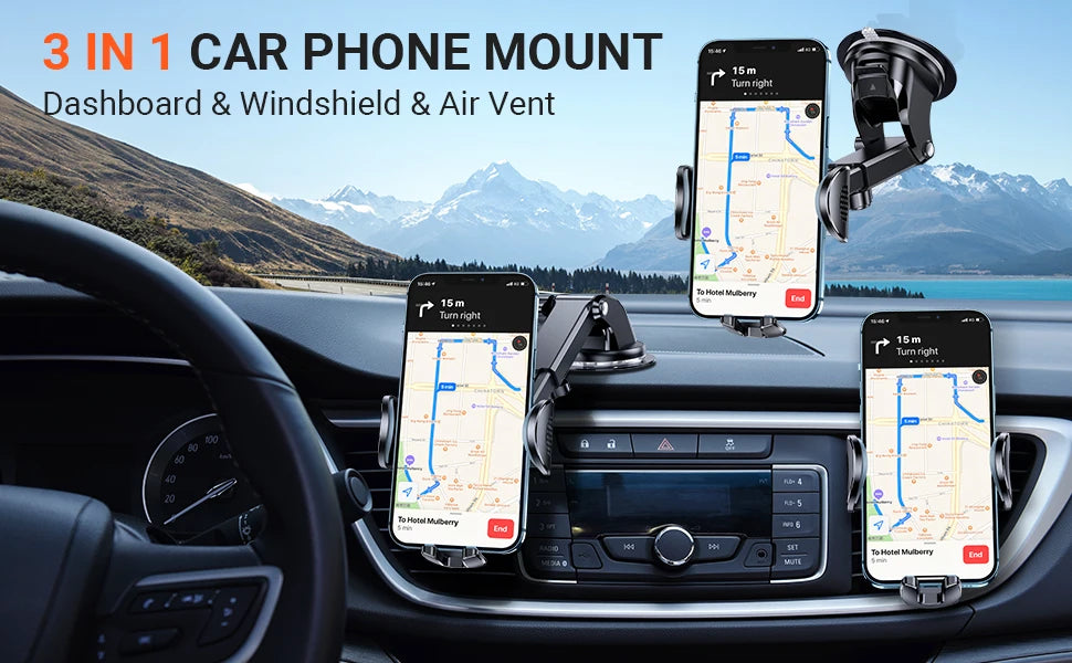 Car Phone Mount Long Arm Suction Cup Sucker Car Phone Holder Stand Mobile Cell Support For iPhone Huawei Xiaomi Redmi Samsung