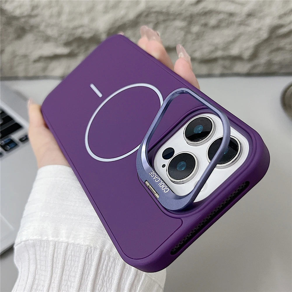 For iPhone 16 Pro Max Luxury Magsafe Magnetic Liquid Silicone Holder Stand Phone Case For iPhone 15 14 13 12 11 Protective Cover