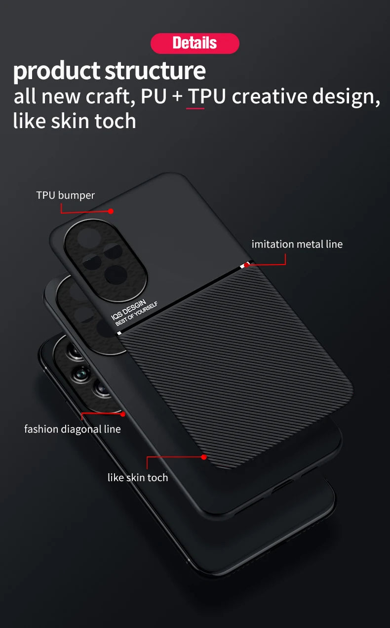 Case For Honor 200 Built-in Metal Plate Support on Car Holder Shockproof Hard Cover For Huawei Honor 200 Pro