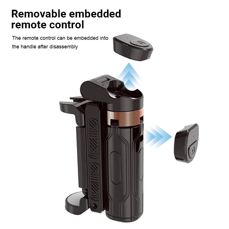 Portable Mini Phone Holder Handle Tripod Selfie Stick Bluetooth Remote Control for Phone Vlog Livestreaming Photography Holder