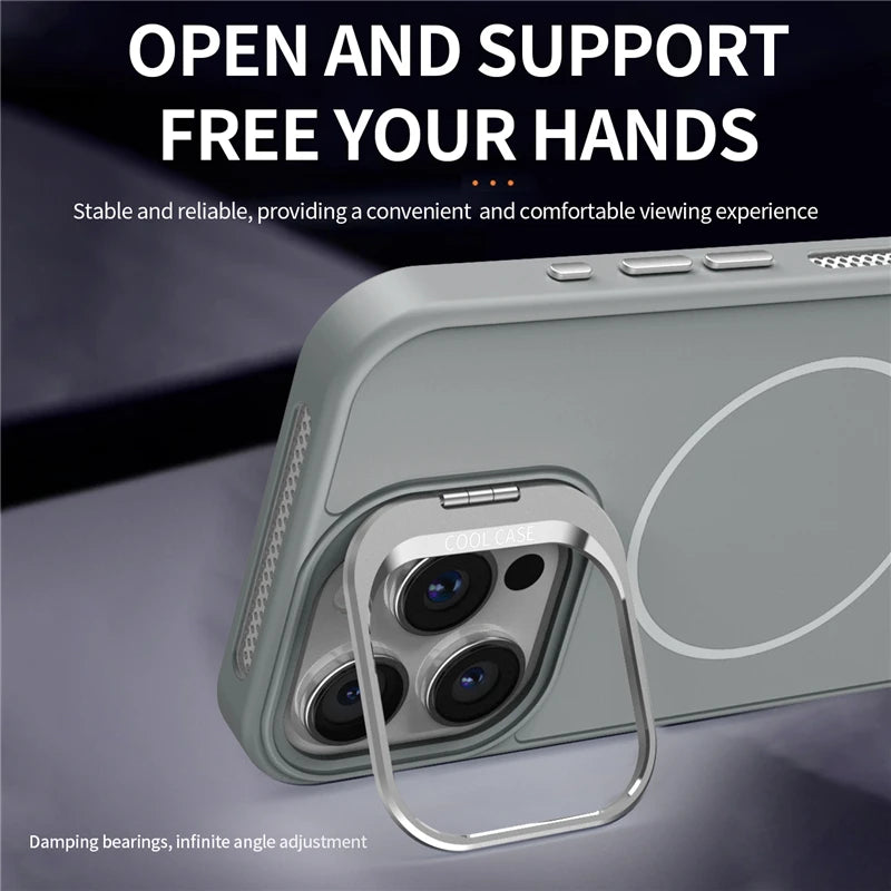 For iPhone 16 Pro Max Luxury Magsafe Magnetic Liquid Silicone Holder Stand Phone Case For iPhone 15 14 13 12 11 Protective Cover