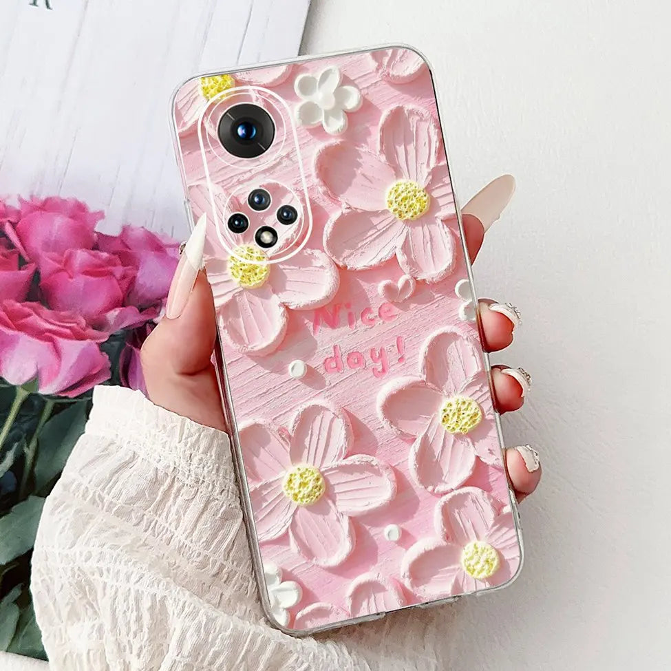 Clear For Honor50 NTH-AN00 NTH-NX9 Back Cover For Honor 50 Case Fashion Luxury Flowers Cute Cartoon Cool Soft TPU Funda 6.57