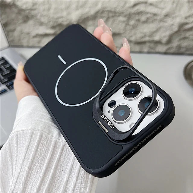 For iPhone 16 Pro Max Luxury Magsafe Magnetic Liquid Silicone Holder Stand Phone Case For iPhone 15 14 13 12 11 Protective Cover