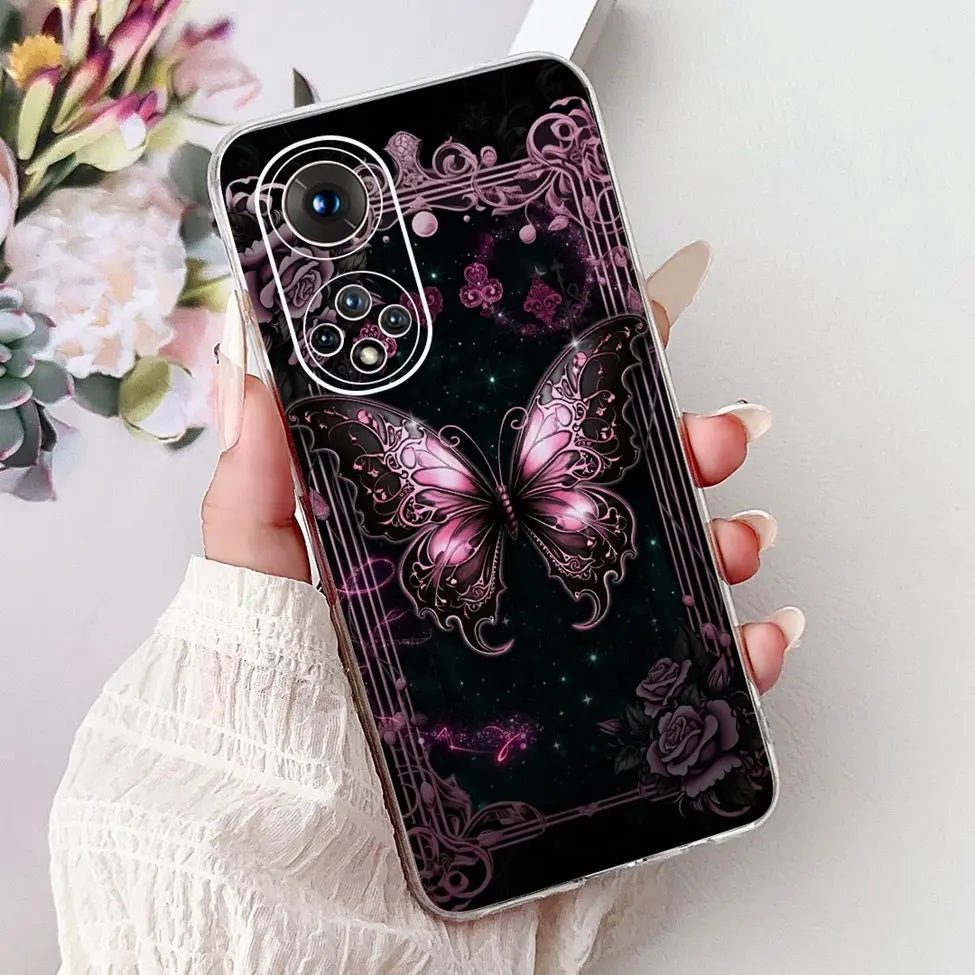Clear For Honor50 NTH-AN00 NTH-NX9 Back Cover For Honor 50 Case Fashion Luxury Flowers Cute Cartoon Cool Soft TPU Funda 6.57