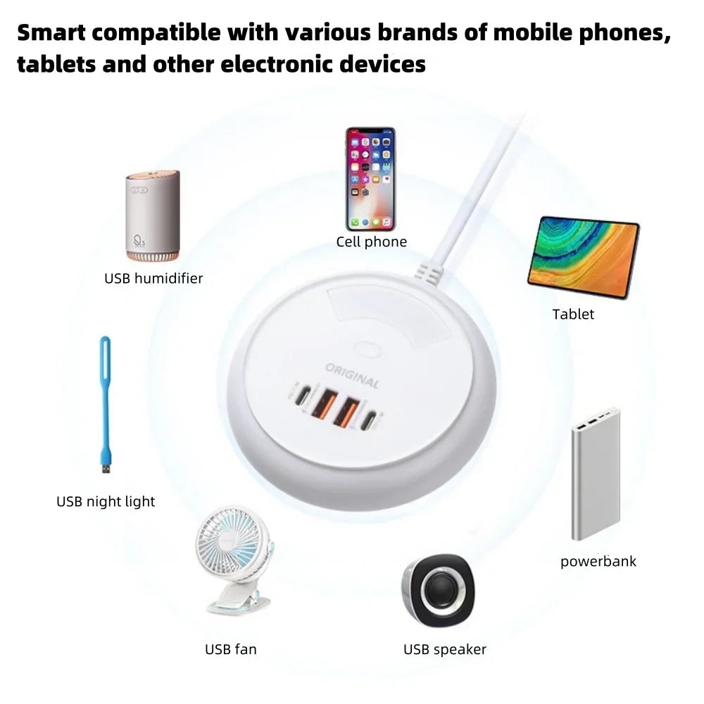 Multiport USB C Charger PD 35W Fast Charging Wall Charger Power Strip For iPhone Samsung Xiaomi EU US Plug Phone Charger Socket