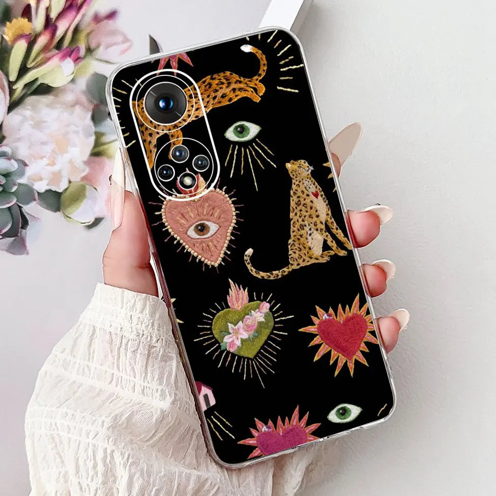 Clear For Honor50 NTH-AN00 NTH-NX9 Back Cover For Honor 50 Case Fashion Luxury Flowers Cute Cartoon Cool Soft TPU Funda 6.57