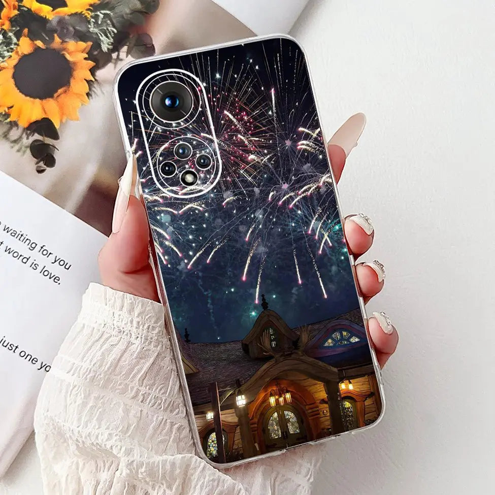 Clear For Honor50 NTH-AN00 NTH-NX9 Back Cover For Honor 50 Case Fashion Luxury Flowers Cute Cartoon Cool Soft TPU Funda 6.57