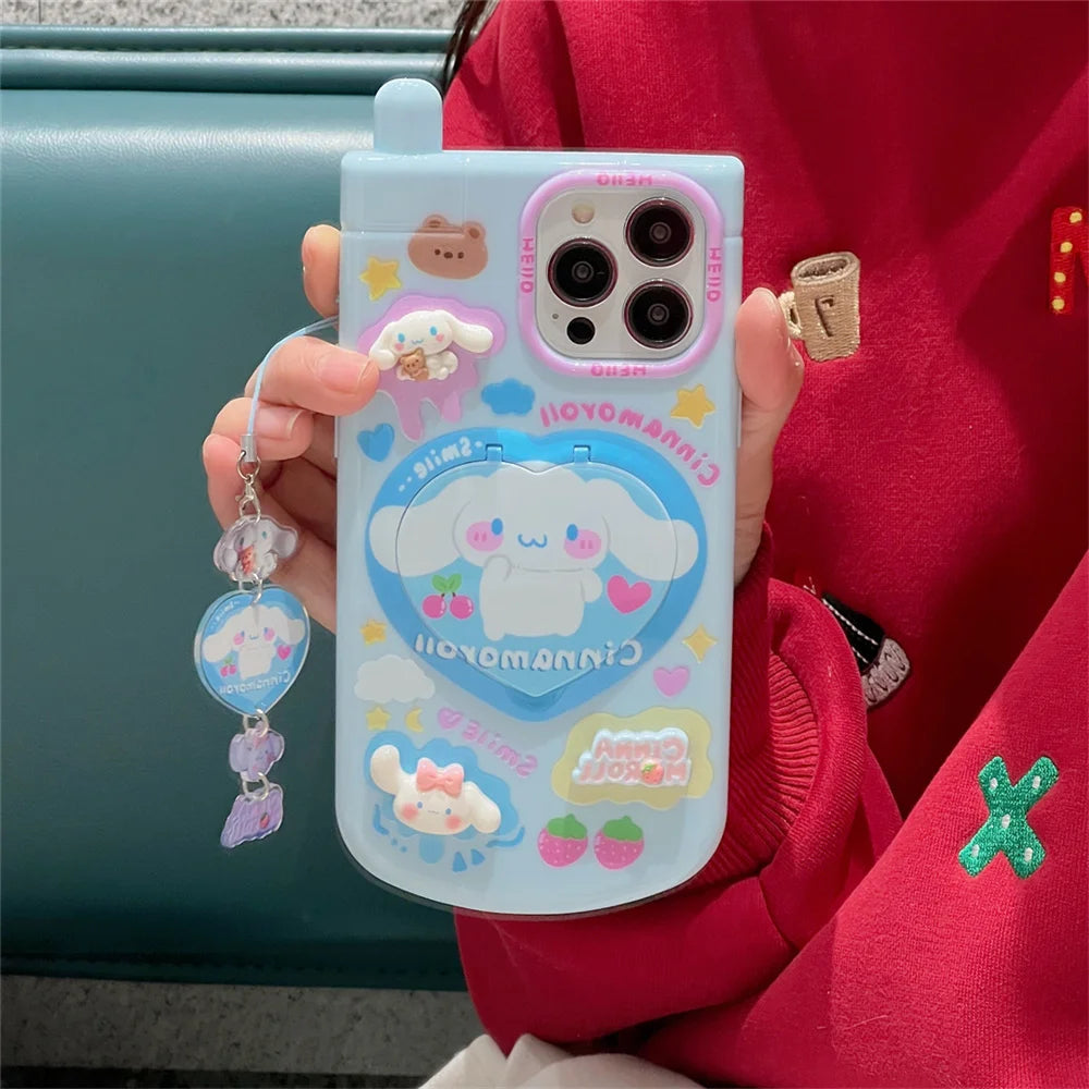 luxury Kawaii My Melody Kuromi Style iPhone 15 14 13 12 11 Pro X XR XS MAX All Inclusive Women's Shockproof Phone Case