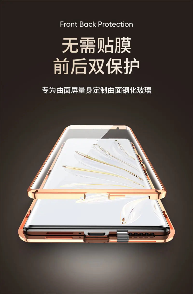 Honor 90 5G Case 360 Full Protection Clear Tempered Glass Front Hard Cover with Back PU Leather Case for Honor 90 Honor90 5G