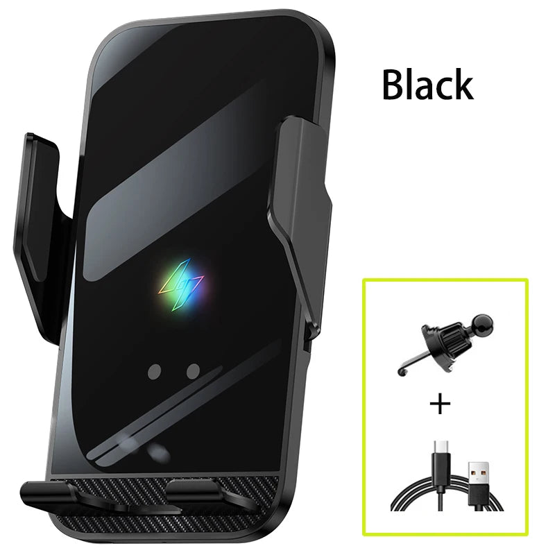 New Wireless Car Phone Holder with Charger 15W Wireless Phone Charging Mobile Holder for Car for iPhone Huawei Samsung Xiaomi