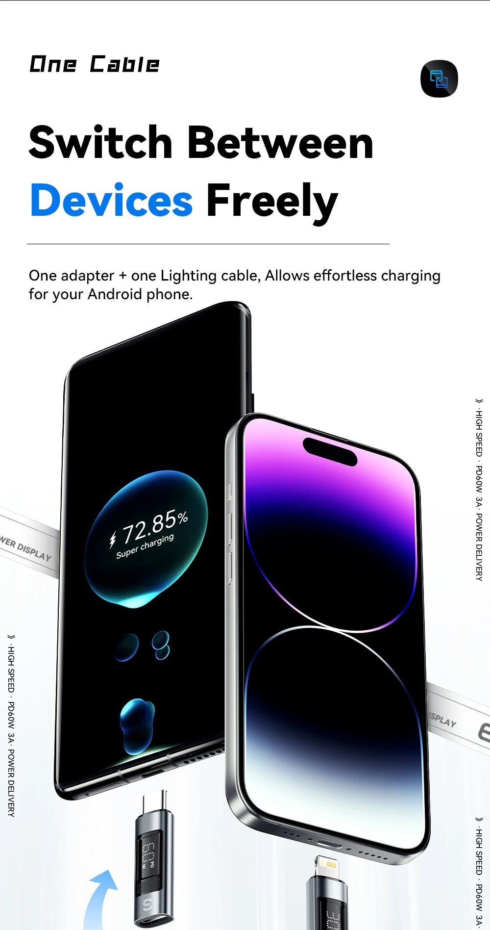 Essager Type C to Lighting OTG Adapter Digital Display PD 60W Fast Charging Lightning To Type C Connector For iPhone 15 14 13 12
