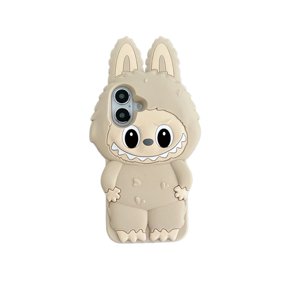 For iPhone 16 15 14 Plus 13 12 11 Pro Max Kawaii 3D Cartoon LaBuBu Monsters Soft Silicone Case Shockproof Back Cover