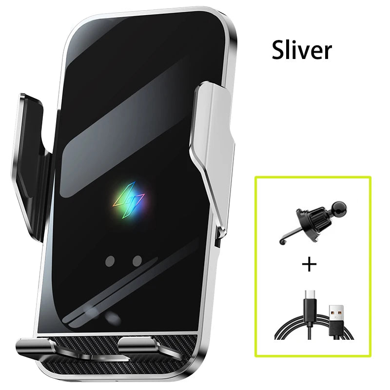 New Wireless Car Phone Holder with Charger 15W Wireless Phone Charging Mobile Holder for Car for iPhone Huawei Samsung Xiaomi