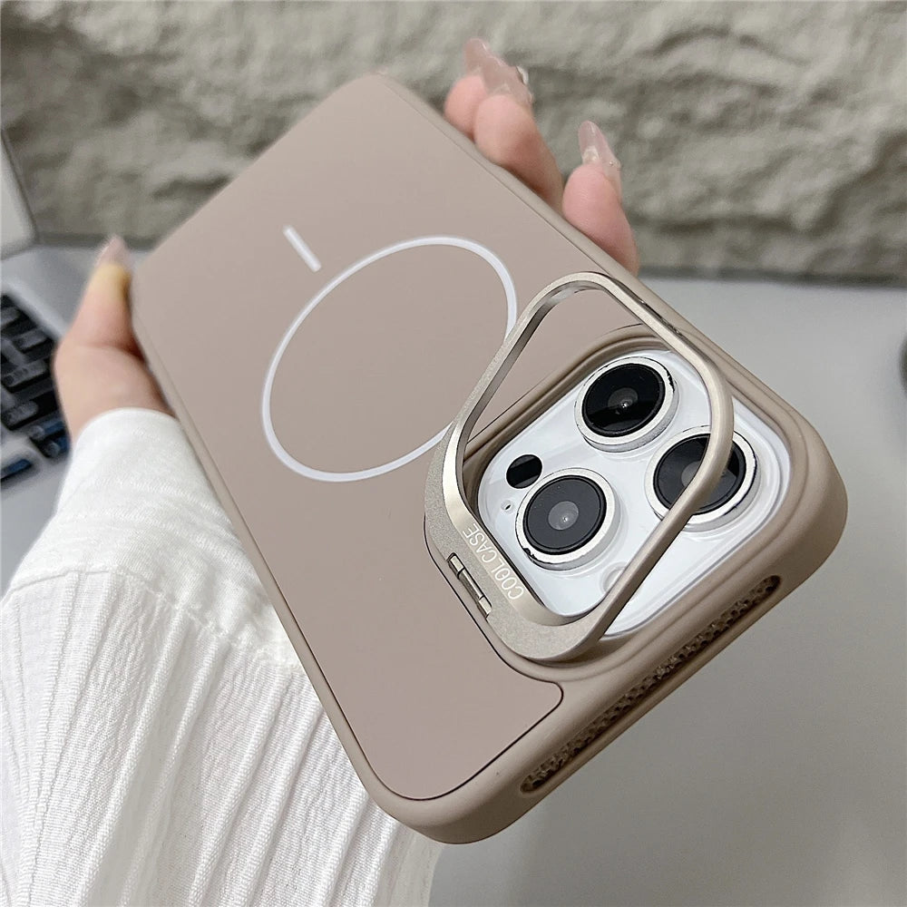 For iPhone 16 Pro Max Luxury Magsafe Magnetic Liquid Silicone Holder Stand Phone Case For iPhone 15 14 13 12 11 Protective Cover