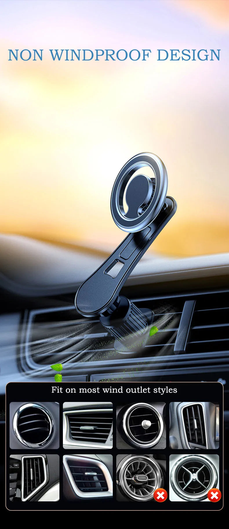 Magnetic Car Phone Holder Rotatable Smartphone Cellphone Mobile Phone Stand Support for iPhone Samsung Xiaomi 12 13 Accessories