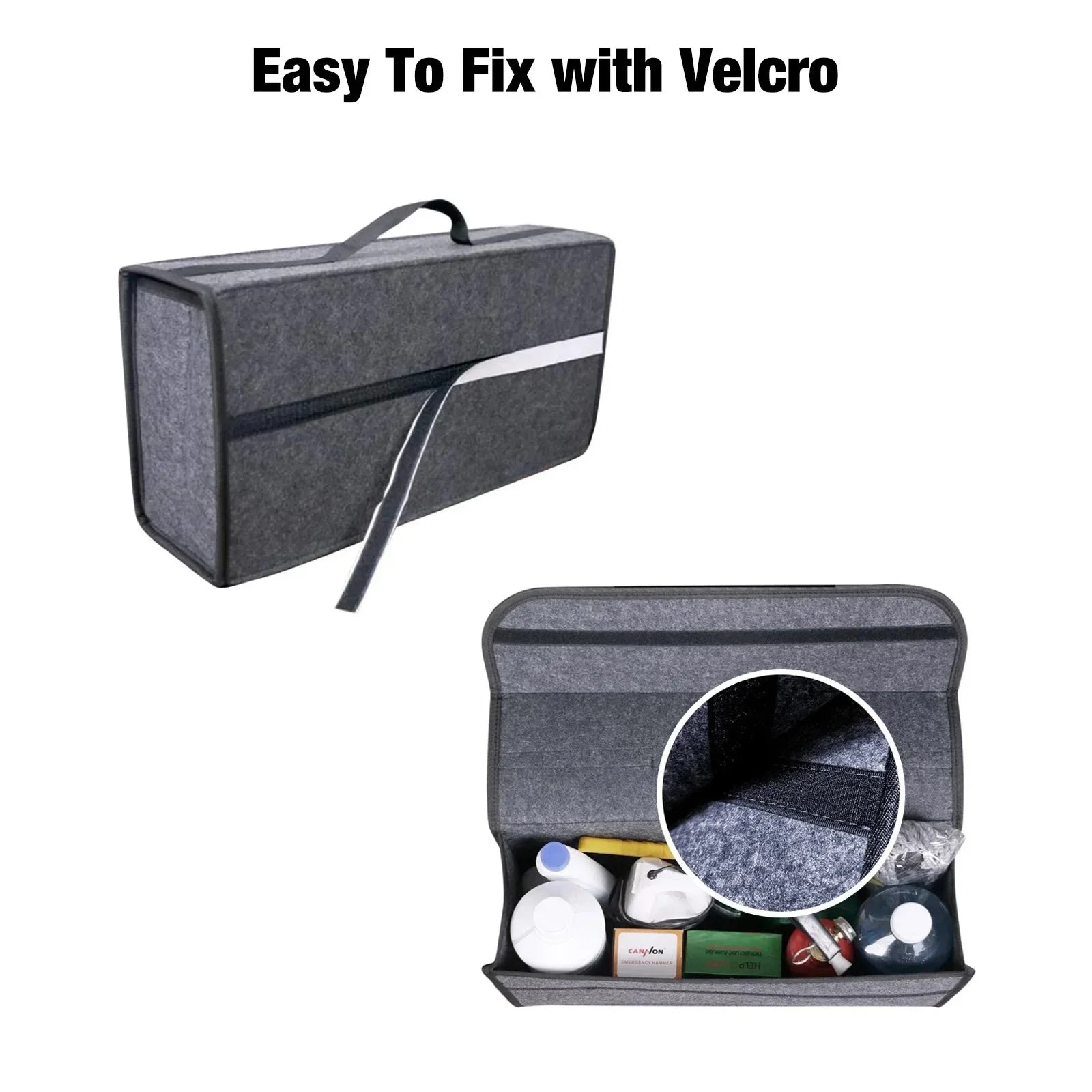 Large Anti Slip Compartment Boot Storage Organizer Tool Car Storage Bag Car Trunk Organizer Soft Felt Storage Box Accessories
