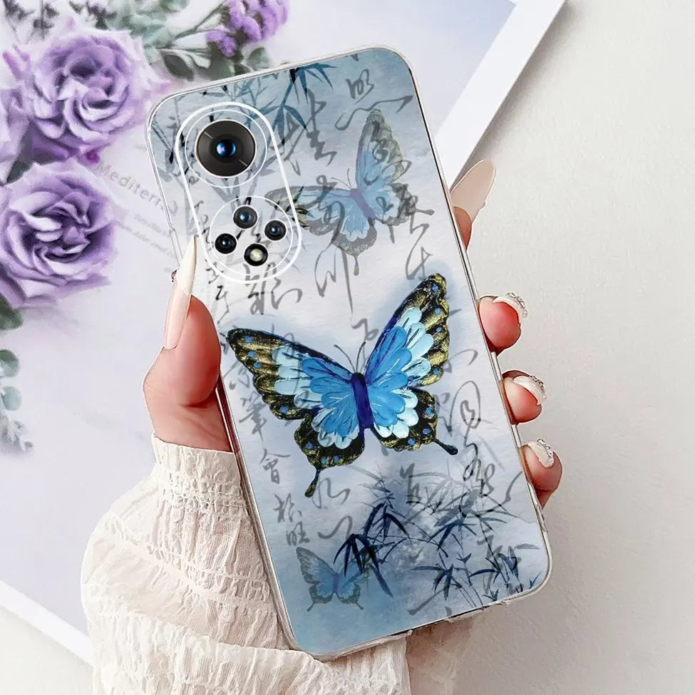 Clear For Honor50 NTH-AN00 NTH-NX9 Back Cover For Honor 50 Case Fashion Luxury Flowers Cute Cartoon Cool Soft TPU Funda 6.57