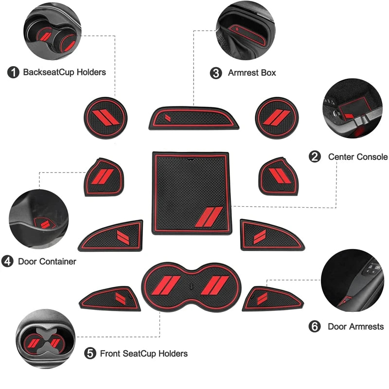 Car Cup Holder Mat Insert Coaster Pad Non-Slip Anti-Dust Mat For 2015-2020 Dodge Challenger Car Styling Accessories
