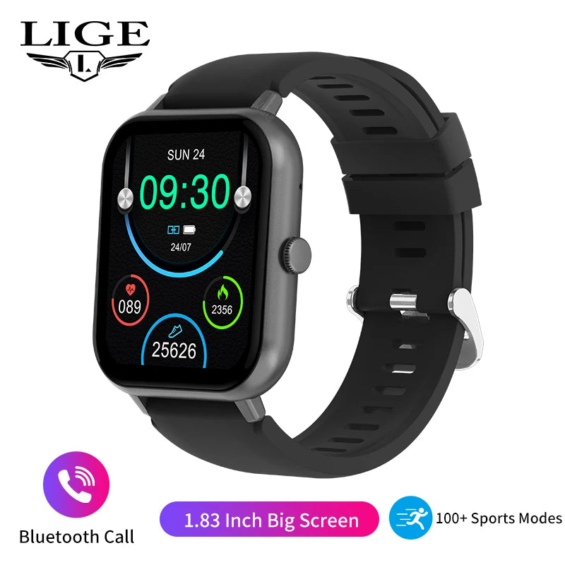 LIGE Waterproof Smart Watch Bluetooth Call Women Men Watch Voice Assistant 100+Sports Smartwatch For Huawei Xiaomi Android ios