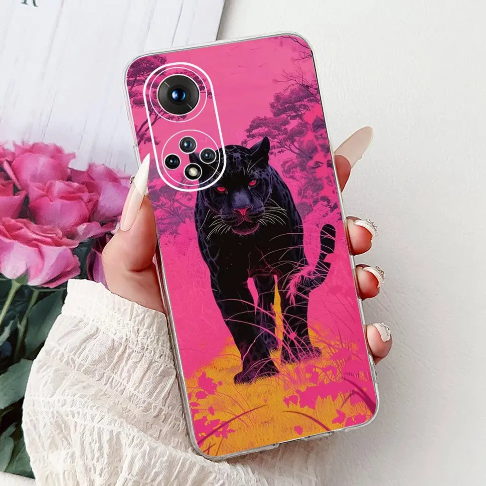 Clear For Honor50 NTH-AN00 NTH-NX9 Back Cover For Honor 50 Case Fashion Luxury Flowers Cute Cartoon Cool Soft TPU Funda 6.57