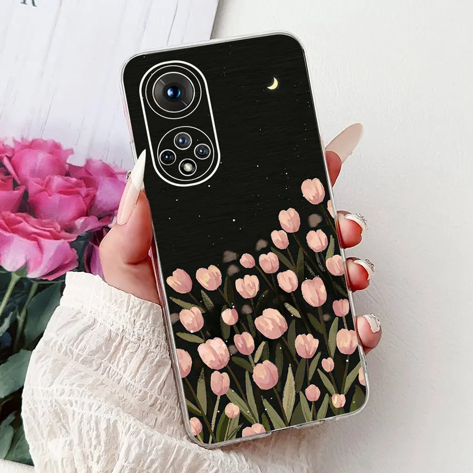 Clear For Honor50 NTH-AN00 NTH-NX9 Back Cover For Honor 50 Case Fashion Luxury Flowers Cute Cartoon Cool Soft TPU Funda 6.57