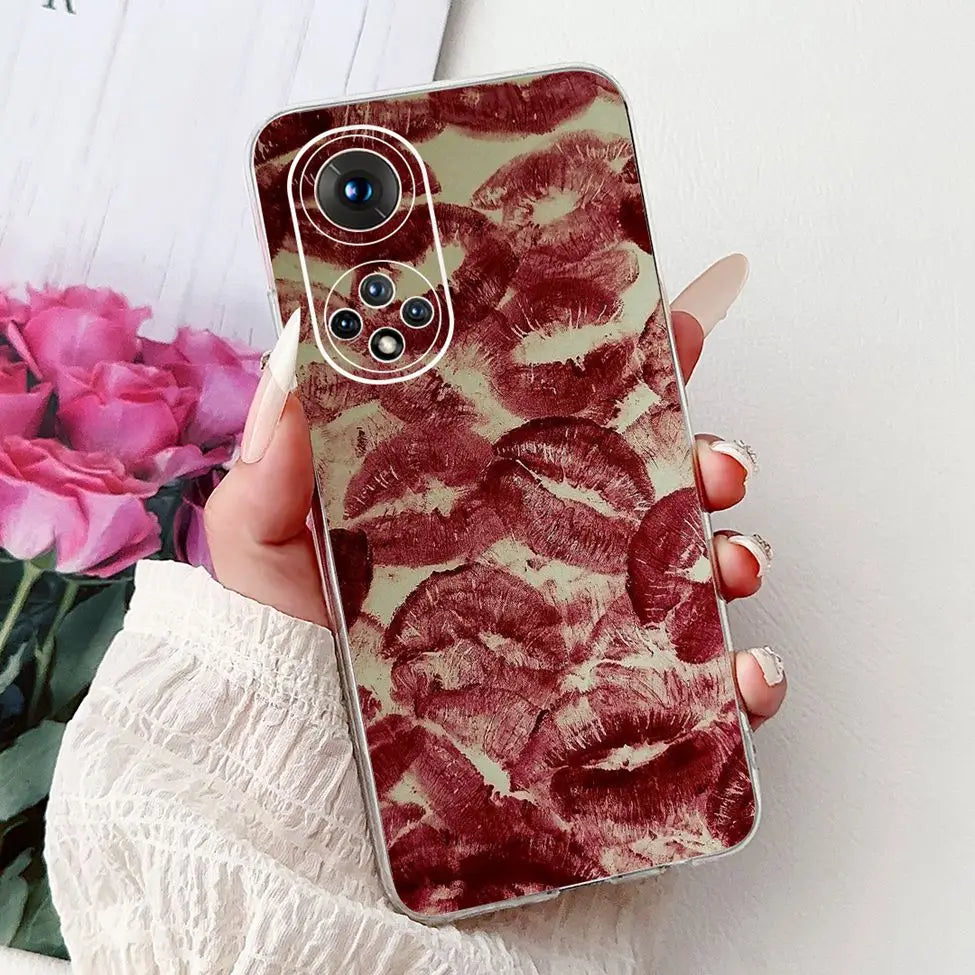Clear For Honor50 NTH-AN00 NTH-NX9 Back Cover For Honor 50 Case Fashion Luxury Flowers Cute Cartoon Cool Soft TPU Funda 6.57