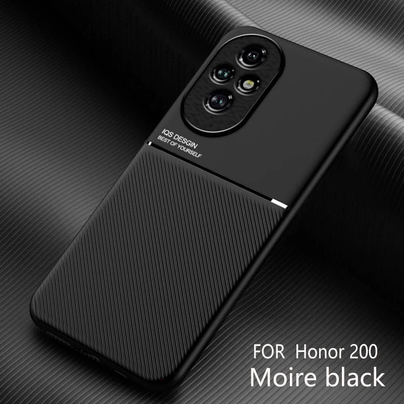 Case For Honor 200 Built-in Metal Plate Support on Car Holder Shockproof Hard Cover For Huawei Honor 200 Pro