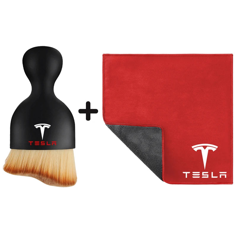 Suede Fleece Microfiber Towel Car Cleaning Rag Cloth with brush For Tesla Model 3 Model S X Model Y Roadster Bonina Coil