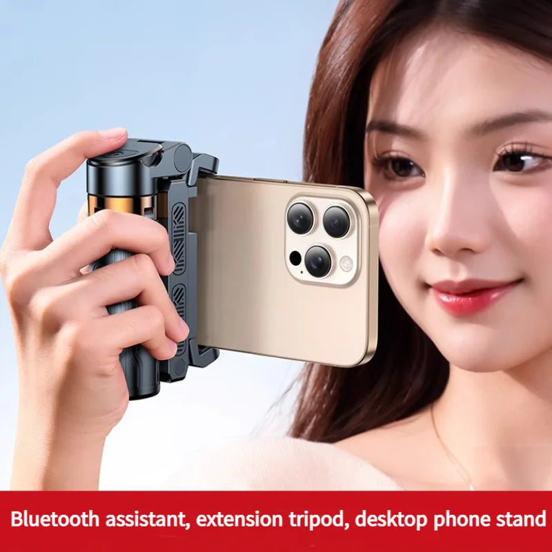 Portable Mini Phone Holder Handle Tripod Selfie Stick Bluetooth Remote Control for Phone Vlog Livestreaming Photography Holder