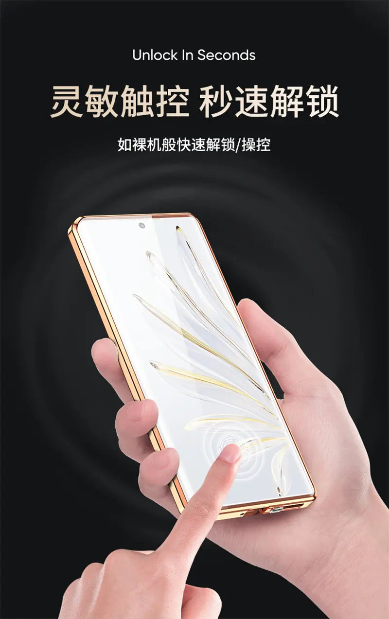 Honor 90 5G Case 360 Full Protection Clear Tempered Glass Front Hard Cover with Back PU Leather Case for Honor 90 Honor90 5G