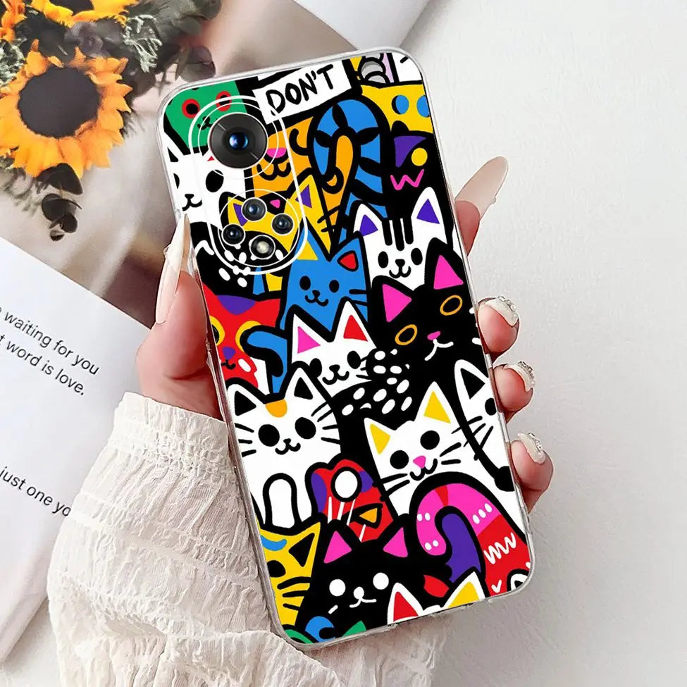 Clear For Honor50 NTH-AN00 NTH-NX9 Back Cover For Honor 50 Case Fashion Luxury Flowers Cute Cartoon Cool Soft TPU Funda 6.57