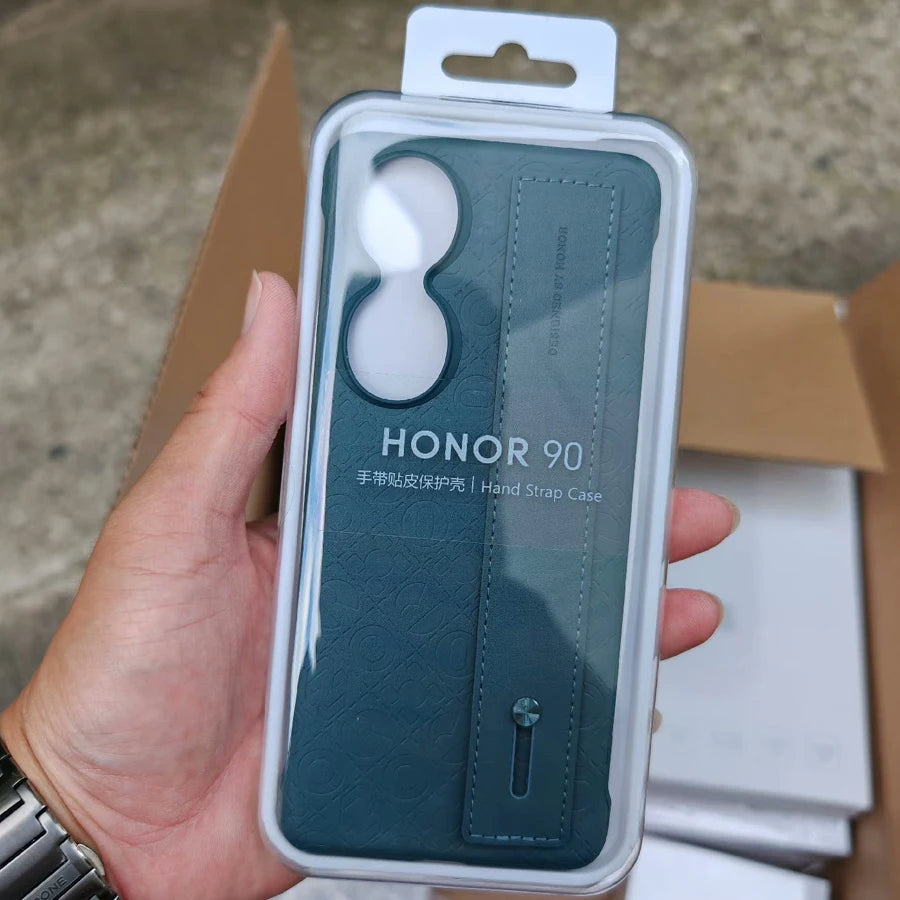 Original HONOR 90 PU Leather Case with Portable Leather Hand Strap Protective Cover Shell for honor90