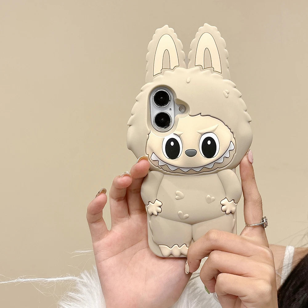 For iPhone 16 15 14 Plus 13 12 11 Pro Max Kawaii 3D Cartoon LaBuBu Monsters Soft Silicone Case Shockproof Back Cover