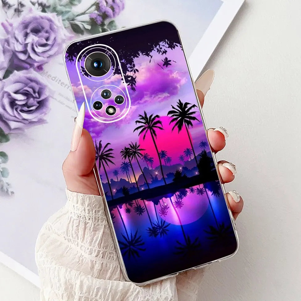 Clear For Honor50 NTH-AN00 NTH-NX9 Back Cover For Honor 50 Case Fashion Luxury Flowers Cute Cartoon Cool Soft TPU Funda 6.57