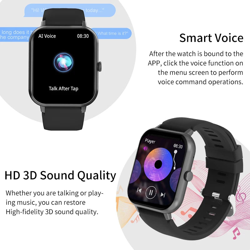 LIGE Waterproof Smart Watch Bluetooth Call Women Men Watch Voice Assistant 100+Sports Smartwatch For Huawei Xiaomi Android ios