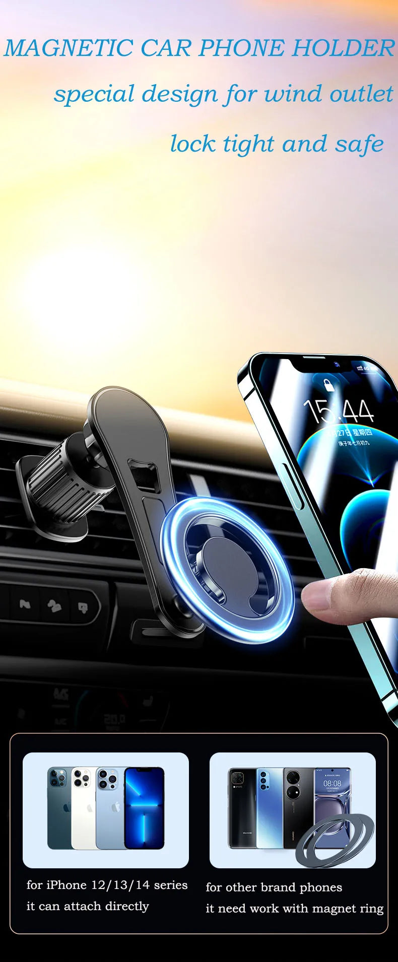 Magnetic Car Phone Holder Rotatable Smartphone Cellphone Mobile Phone Stand Support for iPhone Samsung Xiaomi 12 13 Accessories