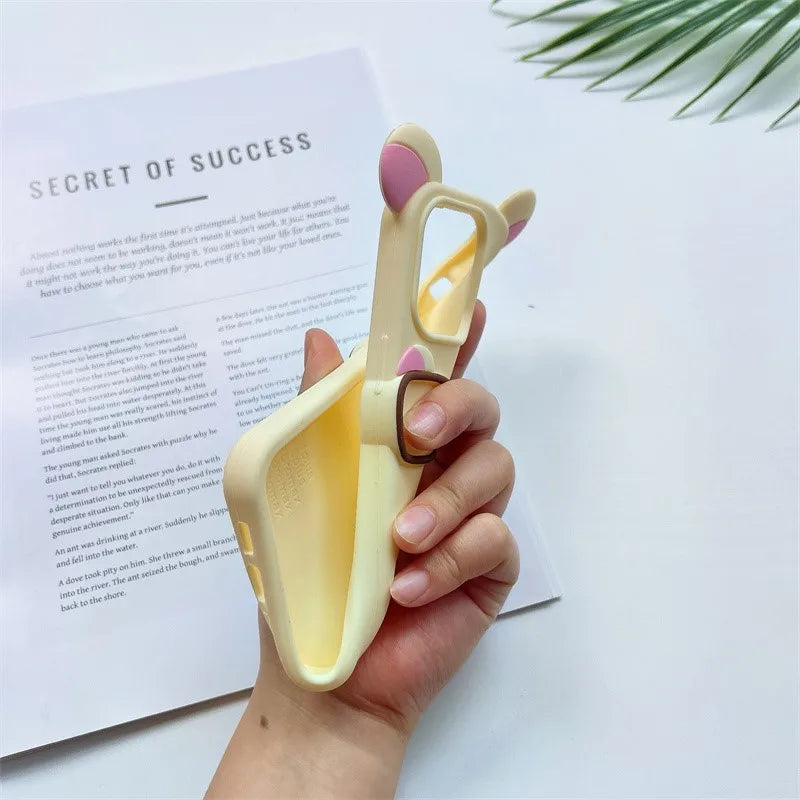 Cute 3D Cartoon Glasses Rilakkuma Bear Phone Case For iPhone 16 15 14 Plus 13 12 Pro Max Shockproof Soft Silicone Cover