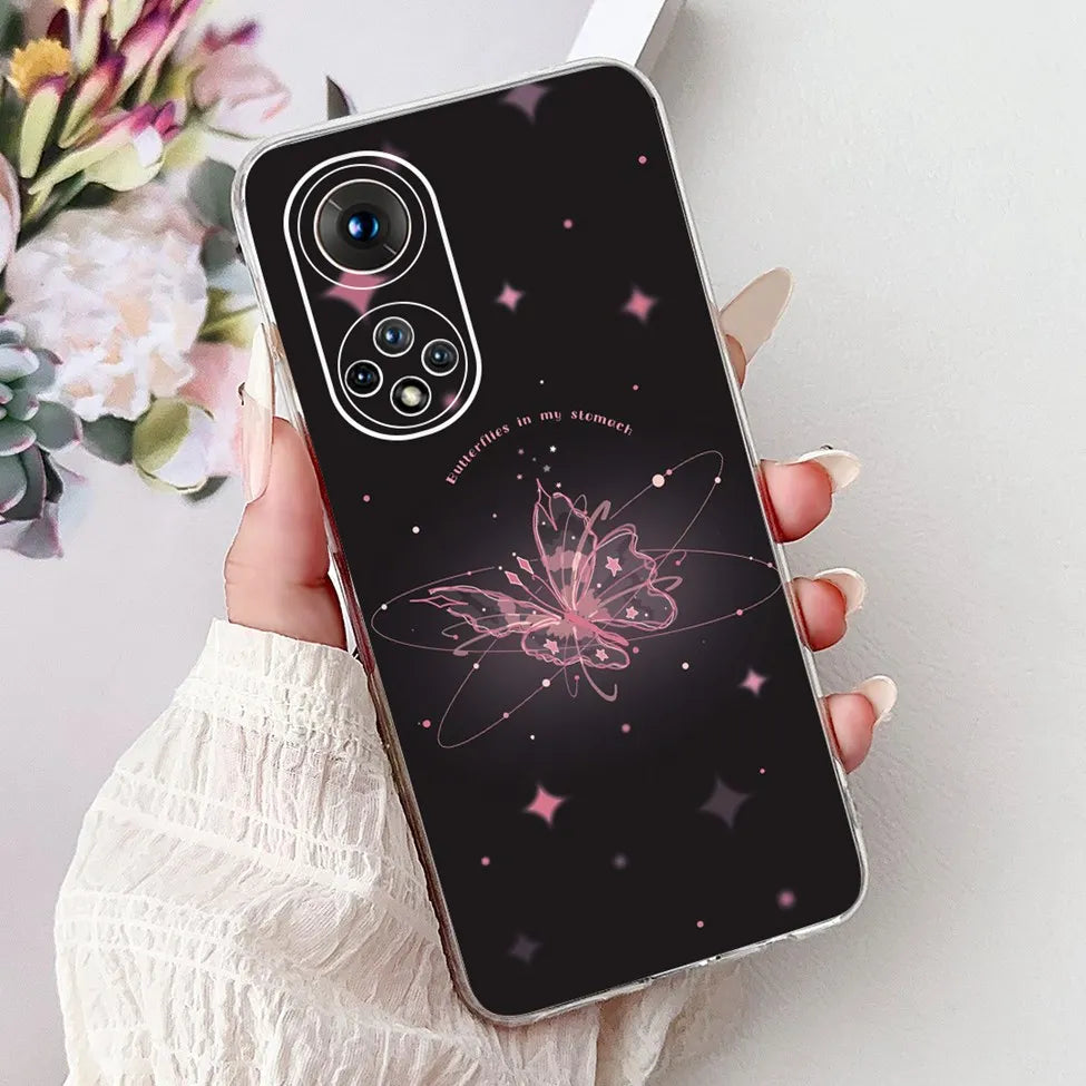 Clear For Honor50 NTH-AN00 NTH-NX9 Back Cover For Honor 50 Case Fashion Luxury Flowers Cute Cartoon Cool Soft TPU Funda 6.57