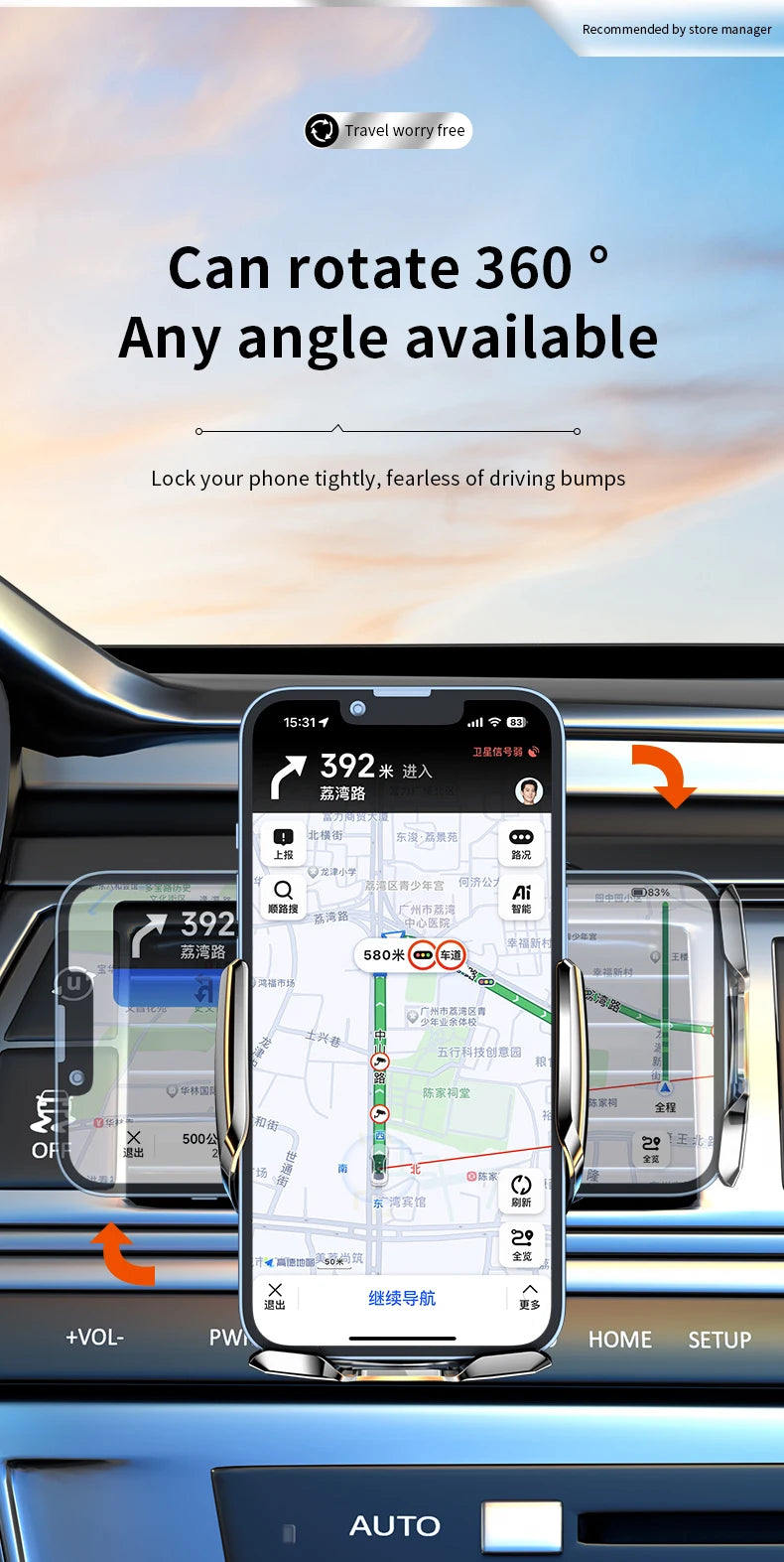 Wireless Car Phone Holder 15W Fast Charging Wireless Charger Infrared Sensing for iPhone Andorid Uneversal Car Phone Stand