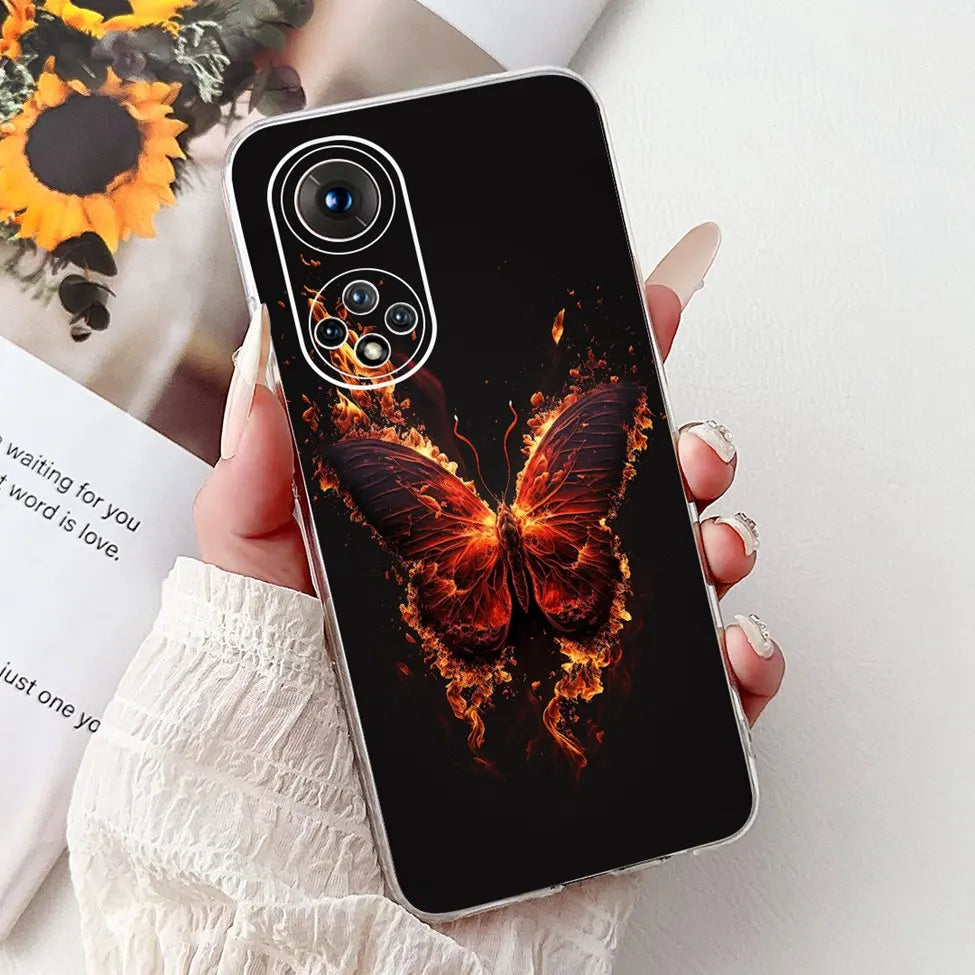 Clear For Honor50 NTH-AN00 NTH-NX9 Back Cover For Honor 50 Case Fashion Luxury Flowers Cute Cartoon Cool Soft TPU Funda 6.57