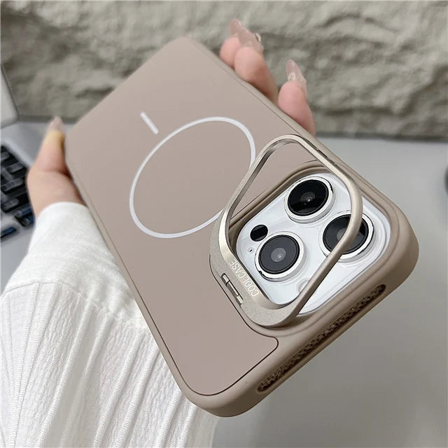 For iPhone 16 Pro Max Luxury Magsafe Magnetic Liquid Silicone Holder Stand Phone Case For iPhone 15 14 13 12 11 Protective Cover